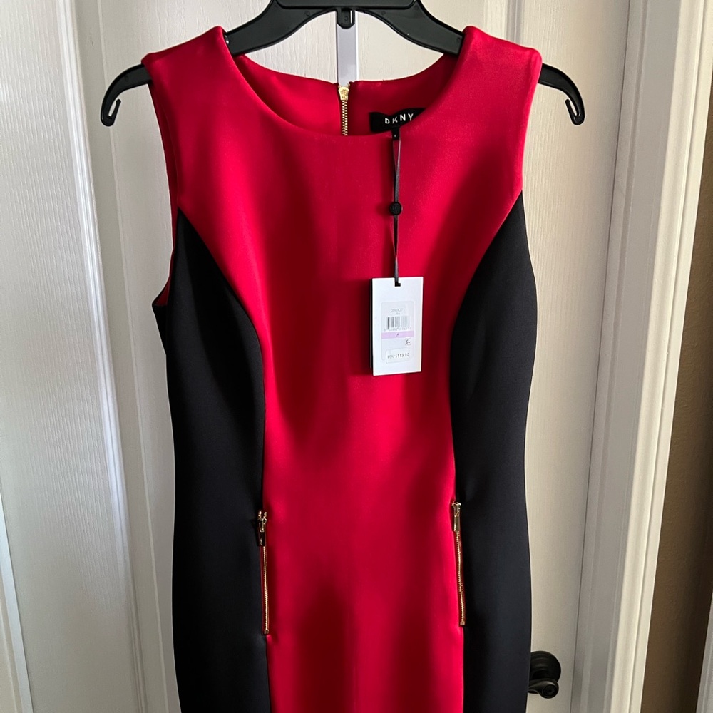 DKNY Bold Red and Black Mini Dress